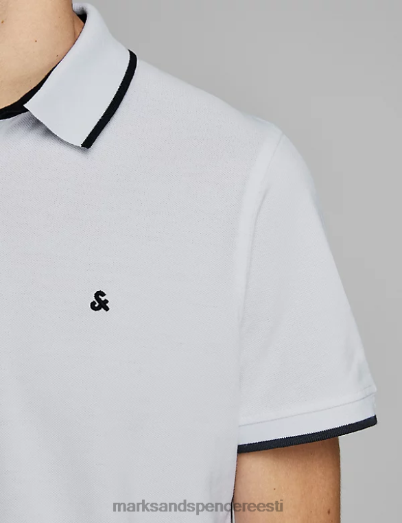 Riietus ee Marks & Spencer unisex slim fit puhtast puuvillast polosärk valge NZTRN5232