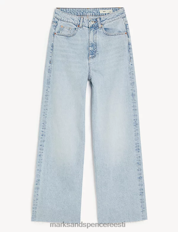 Riietus ee Marks & Spencer unisex kõrge vöökohaga laia säärega pahkluu grazer teksad kerge indigo NZTRN2859