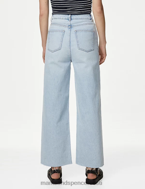 Riietus ee Marks & Spencer unisex kõrge vöökohaga laia säärega pahkluu grazer teksad kerge indigo NZTRN2859