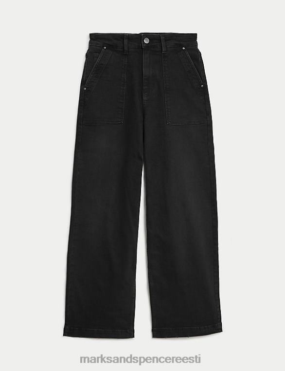 Riietus ee Marks & Spencer unisex kõrge vöökohaga laia säärega teksad must NZTRN875