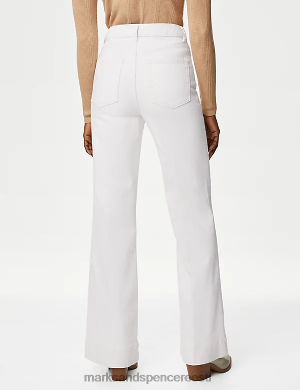Riietus ee Marks & Spencer unisex plaastri taskuga lainetavad kõrge vöökohaga teksad ekru NZTRN515