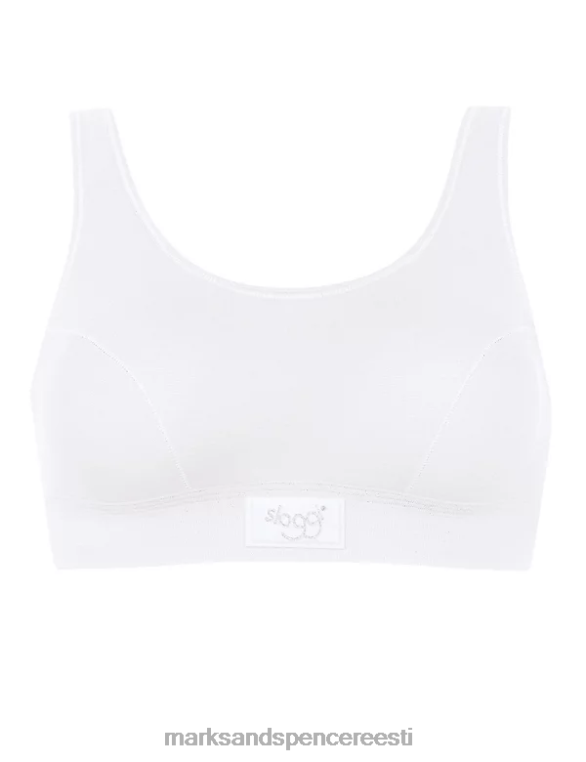 Riietus ee Marks & Spencer unisex topeltmugavusega puuvillane varrukateta crop top valge NZTRN3885