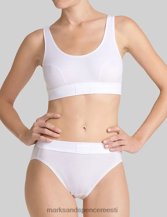 Riietus ee Marks & Spencer unisex topeltmugavusega puuvillane varrukateta crop top valge NZTRN3885
