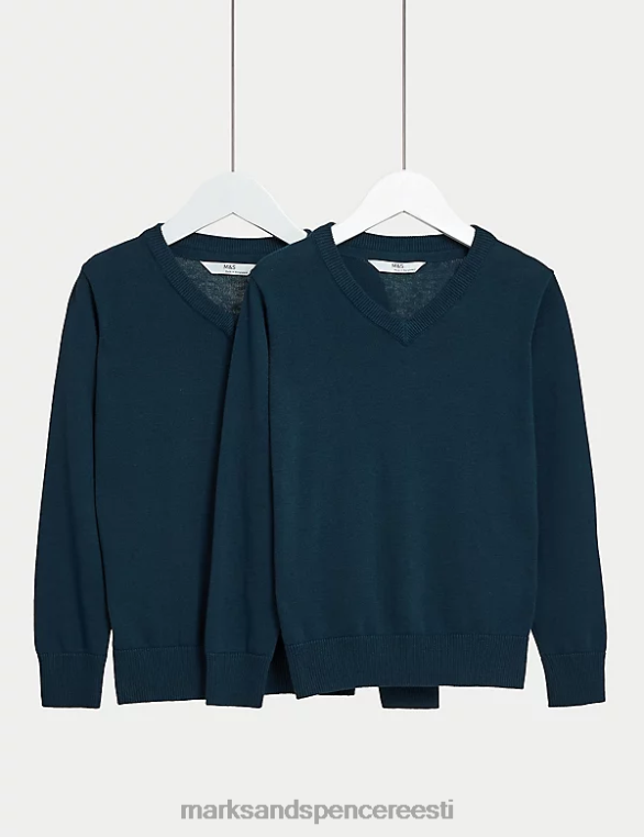 koolivorm ee Marks & Spencer lapsed 2pk puhtast puuvillast kooli kampsun merevägi NZTRN8060