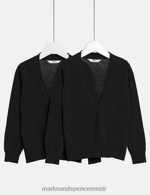 koolivorm ee Marks & Spencer lapsed 2tk puhtast puuvillast koolikardigan must NZTRN9081