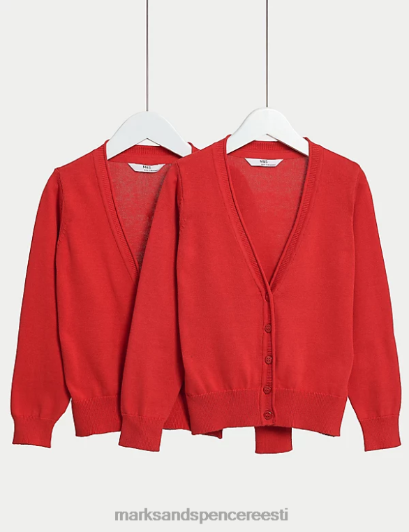 koolivorm ee Marks & Spencer lapsed 2tk puhtast puuvillast koolikardigan punane NZTRN8824