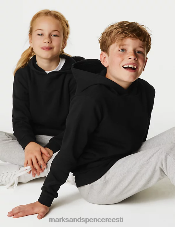 koolivorm ee Marks & Spencer lapsed puuvillane kapuutsiga dressipluus must NZTRN8680