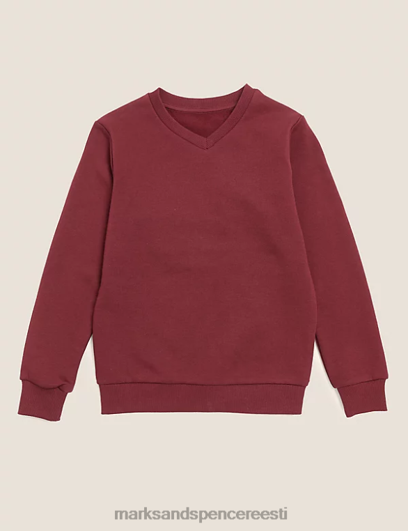 koolivorm ee Marks & Spencer lapsed puuvillane v-kaelusega dressipluus Burgundia NZTRN8915