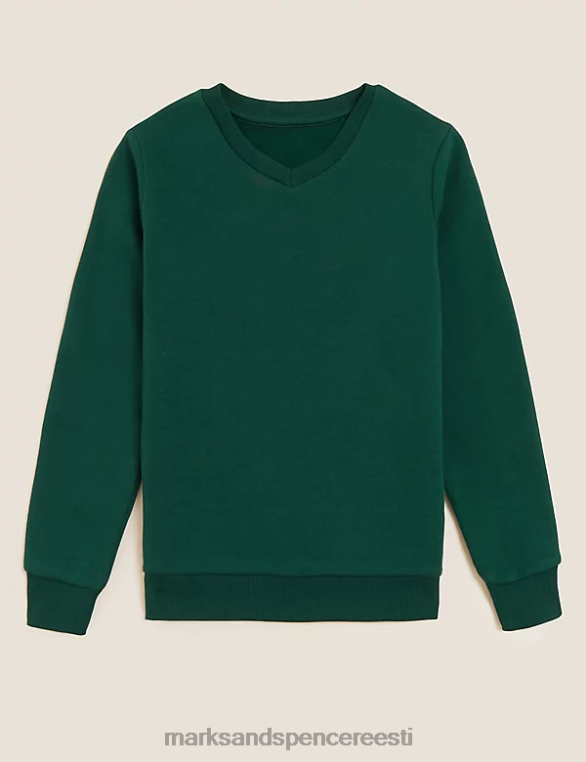 koolivorm ee Marks & Spencer lapsed puuvillane v-kaelusega dressipluus pudel roheline NZTRN8917