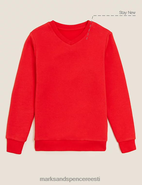 koolivorm ee Marks & Spencer lapsed puuvillane v-kaelusega dressipluus punane NZTRN8914