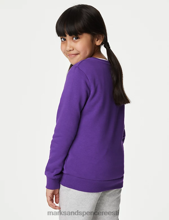 koolivorm ee Marks & Spencer lapsed puuvillase kaelusega dressipluus lilla NZTRN8405