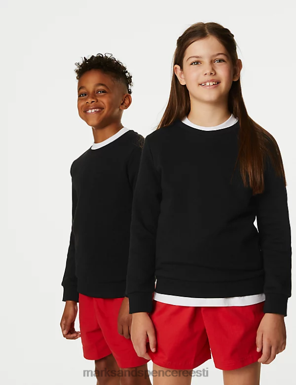 koolivorm ee Marks & Spencer lapsed puuvillase kaelusega dressipluus must NZTRN8650