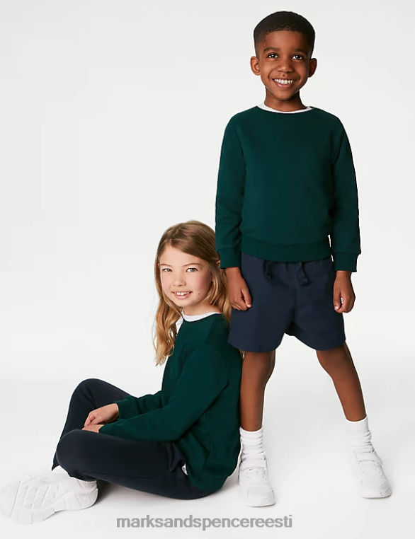 koolivorm ee Marks & Spencer lapsed puuvillase kaelusega dressipluus pudel roheline NZTRN8652