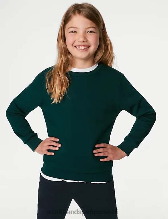koolivorm ee Marks & Spencer lapsed puuvillase kaelusega dressipluus pudel roheline NZTRN8652