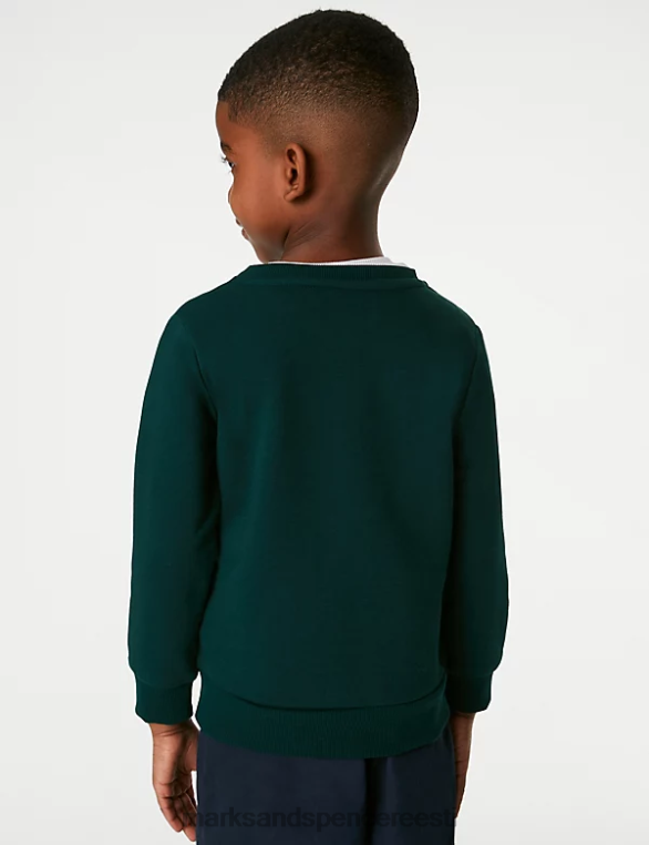 koolivorm ee Marks & Spencer lapsed puuvillase kaelusega dressipluus pudel roheline NZTRN8652