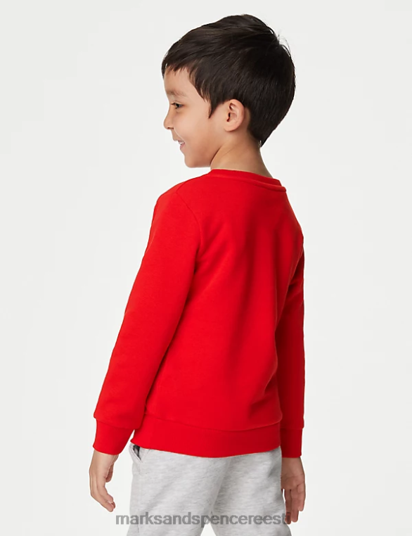 koolivorm ee Marks & Spencer lapsed puuvillase kaelusega dressipluus punane NZTRN8647