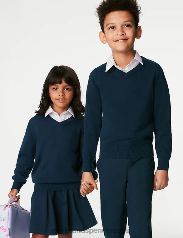 koolivorm ee Marks & Spencer lapsed 2pk slim fit puuvillased kooli kampsunid merevägi NZTRN9197