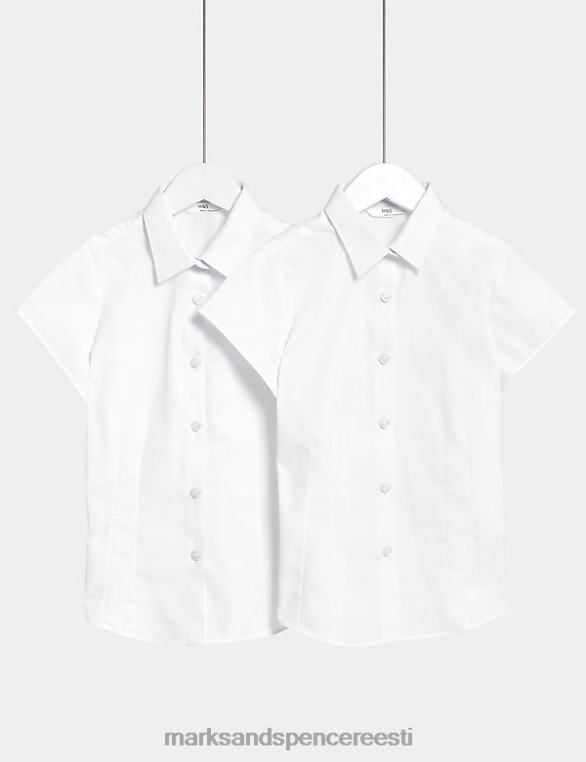 koolivorm ee Marks & Spencer lapsed 2 tk korgiga varrukatega lihtne triikrauda koolisärk valge NZTRN9873