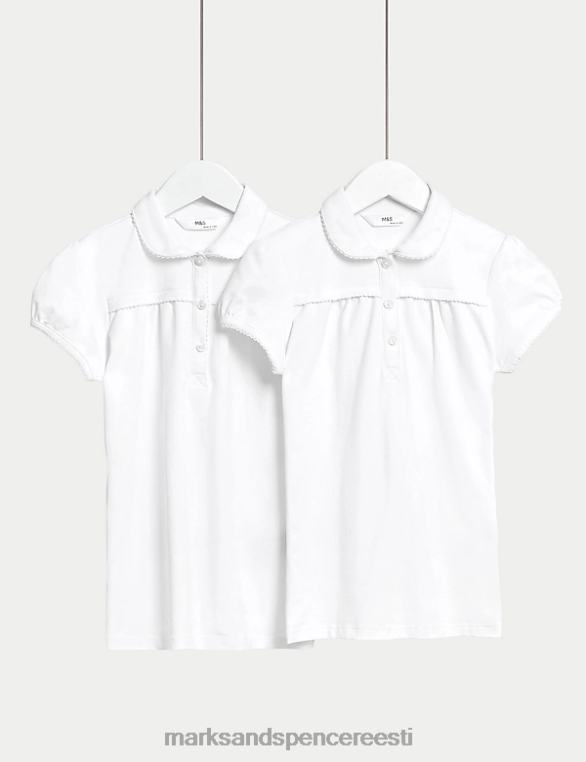 koolivorm ee Marks & Spencer lapsed 2pk puuvillased tavalised kooli polo särgid valge NZTRN8923