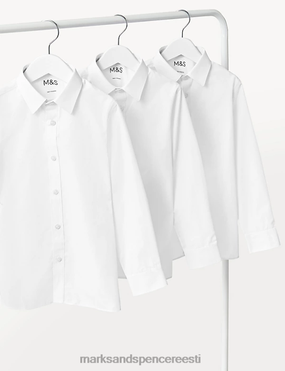 koolivorm ee Marks & Spencer lapsed 3pk pluss istuvad kergesti triikrauad koolisärgid valge NZTRN8503