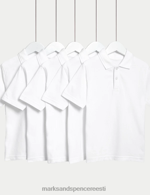 koolivorm ee Marks & Spencer lapsed 5pk puhtast puuvillast kooli polo särgid valge NZTRN8220