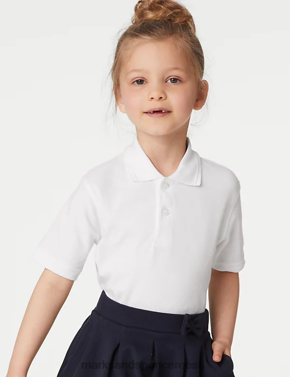 koolivorm ee Marks & Spencer lapsed 5pk puhtast puuvillast kooli polo särgid valge NZTRN8220