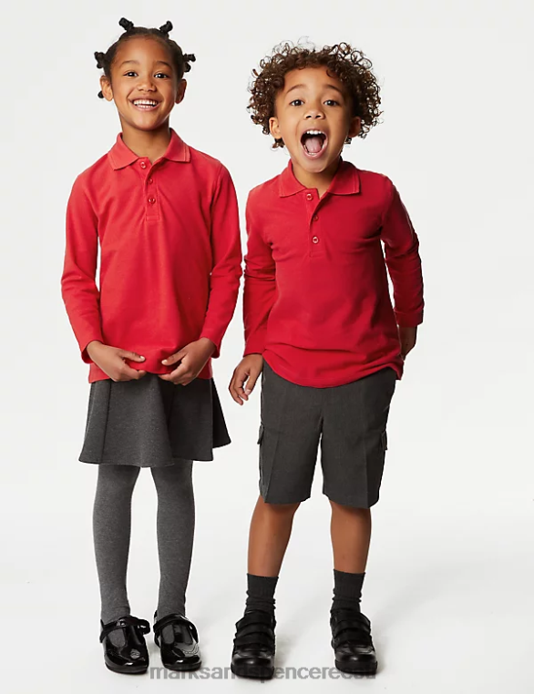 koolivorm ee Marks & Spencer lapsed pikkade varrukatega polosärk punane NZTRN8294