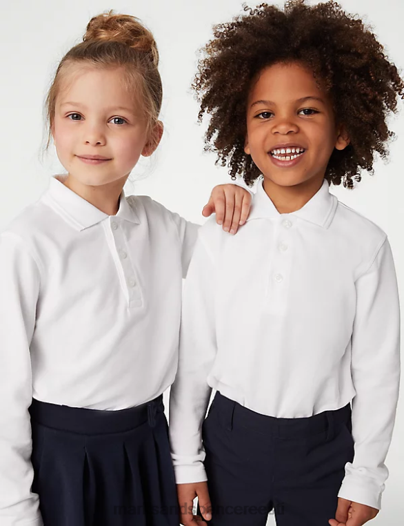 koolivorm ee Marks & Spencer lapsed pikkade varrukatega polosärk valge NZTRN8291