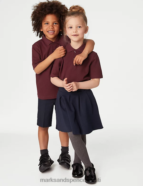 koolivorm ee Marks & Spencer lapsed puhtast puuvillast kooli polosärk Burgundia NZTRN8036