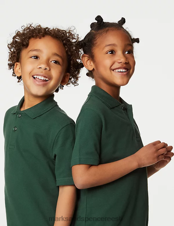 koolivorm ee Marks & Spencer lapsed puhtast puuvillast polosärk pudel roheline NZTRN8201