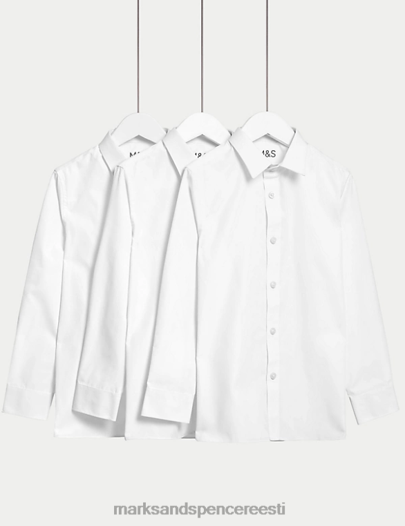koolivorm ee Marks & Spencer lapsed 3pk slim fit lihtne triikida koolisärgid valge NZTRN8371