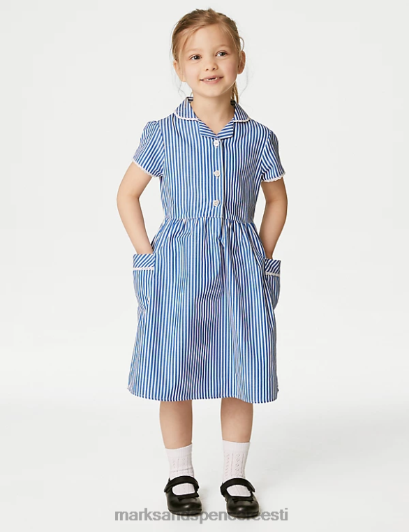 koolivorm ee Marks & Spencer lapsed puhta puuvillase triibuline koolikleit keskmine sinine NZTRN9930