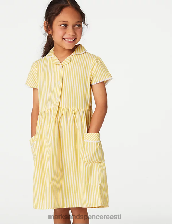 koolivorm ee Marks & Spencer lapsed puhta puuvillase triibuline koolikleit kollane NZTRN9928