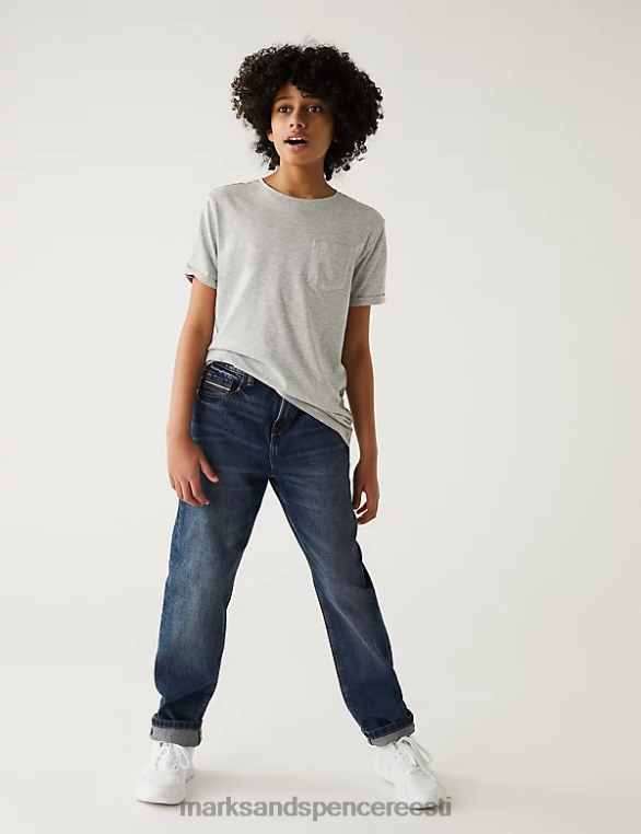 Riietus ee Marks & Spencer lapsed lõdvestunud puhtast puuvillast teksad tume denim NZTRN8562