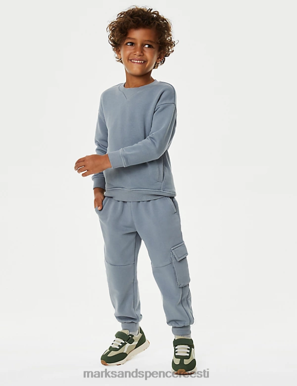 Riietus ee Marks & Spencer lapsed 2 tk puuvillast rikkaliku dressipluusi ja jooksujalu riietus sinine NZTRN7812