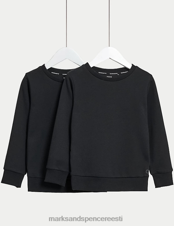 Riietus ee Marks & Spencer lapsed 2 tk puuvillast rikkaliku kooli dressipluusid must NZTRN7814