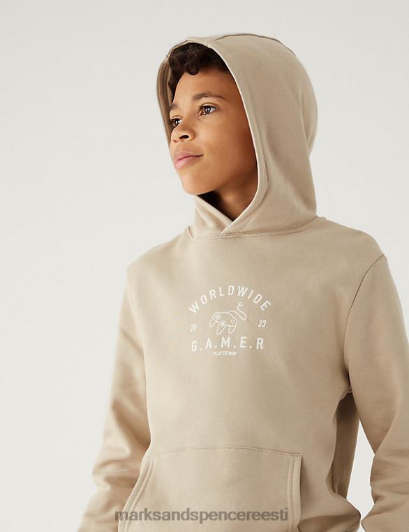 Riietus ee Marks & Spencer lapsed puuvillane mänguri hüüdlausega kapuuts kivi NZTRN8519