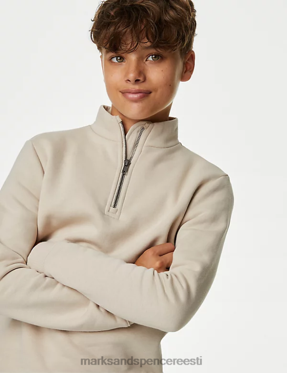 Riietus ee Marks & Spencer lapsed puuvillane pooltõmblukuga dressipluus kivi NZTRN8143