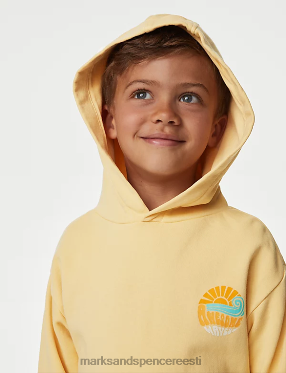 Riietus ee Marks & Spencer lapsed puuvillane rikkalik graafiline kapuuts kollane NZTRN8156