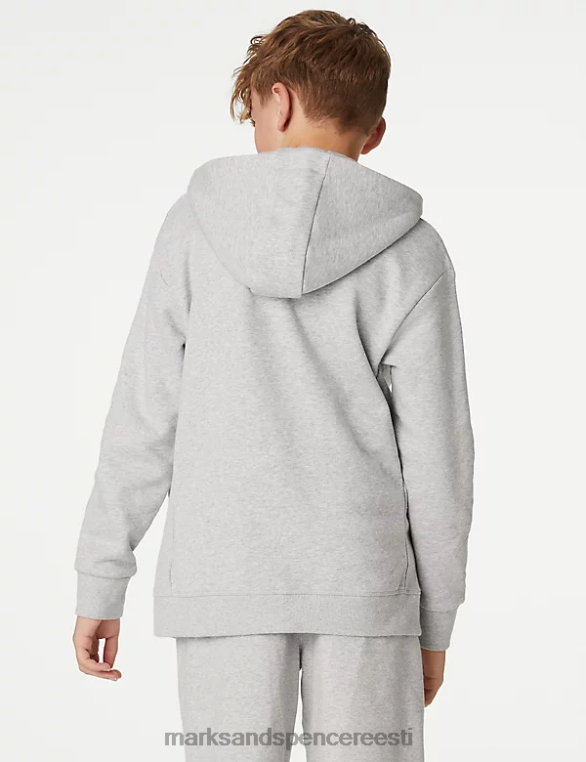 Riietus ee Marks & Spencer lapsed puuvillane tõmblukk läbi kapuutsi hall NZTRN8234
