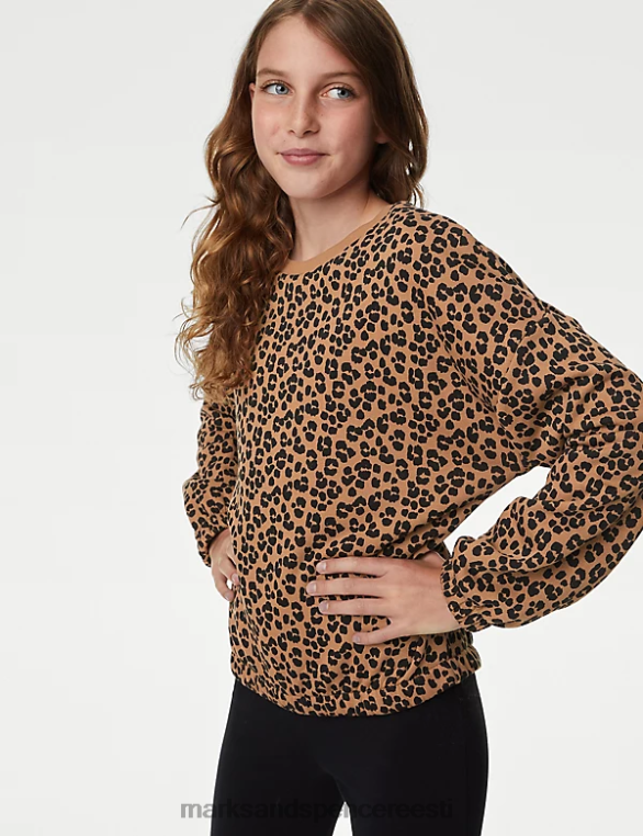 Riietus ee Marks & Spencer lapsed puuvillase leopardimustriga dressipluus pruun segu NZTRN8803