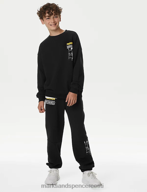 Riietus ee Marks & Spencer lapsed puuvillase rikkaliku pokemoni dressipluus must segu NZTRN7989