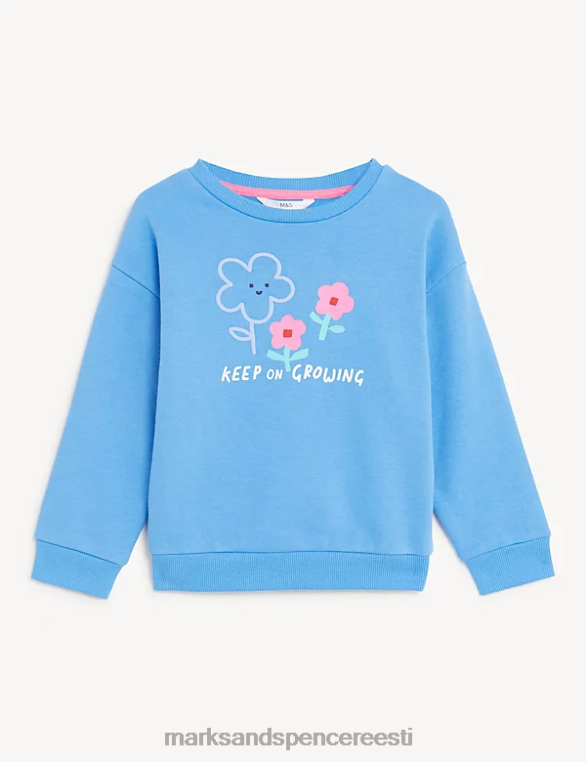Riietus ee Marks & Spencer lapsed puuvillaste lilledega dressipluus sinine NZTRN9383