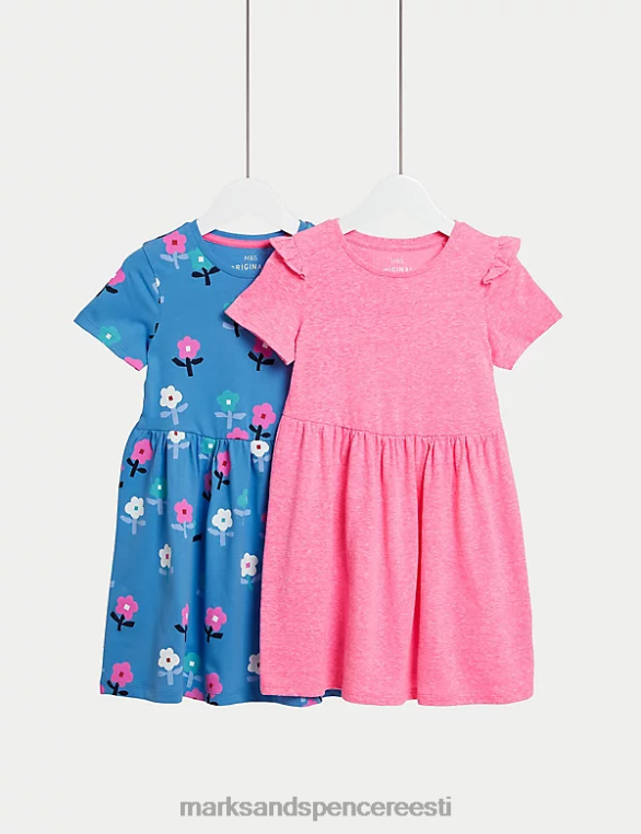 Riietus ee Marks & Spencer lapsed 2 tk puhtast puuvillast lillelised ja tavalised kleidid mitu NZTRN8815
