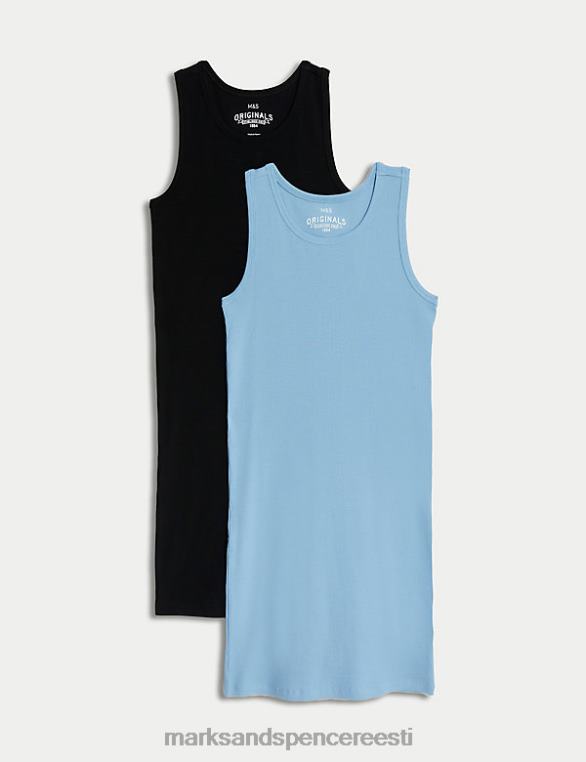 Riietus ee Marks & Spencer lapsed 2 tk puuvillast rikkaliku soonikuga kleidid sinine segu NZTRN9437