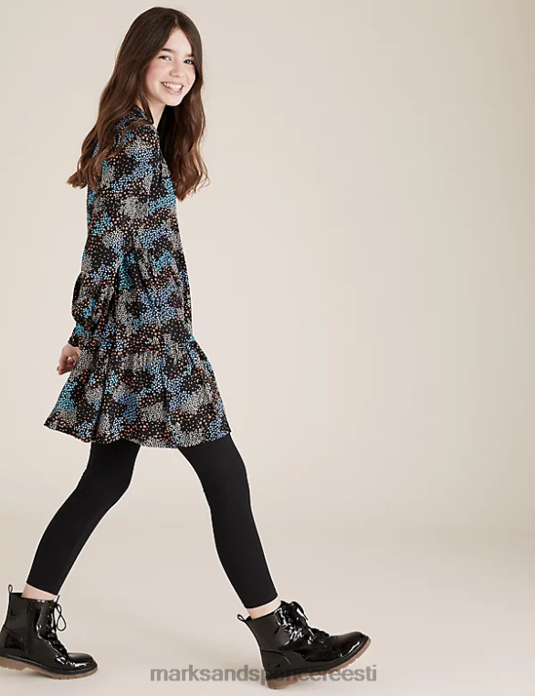 Riietus ee Marks & Spencer lapsed kootud lilleline mitmetasandiline kleit must segu NZTRN9477