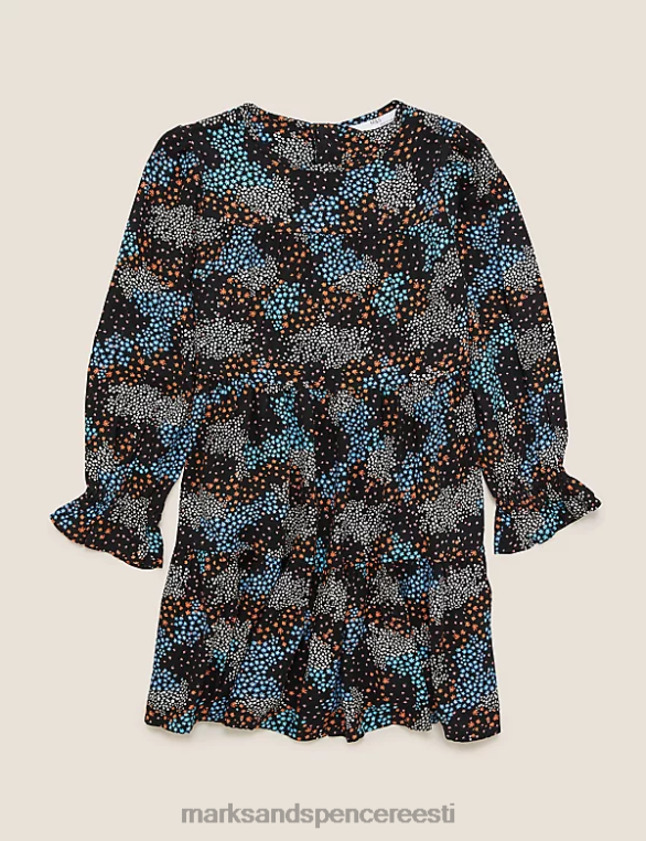 Riietus ee Marks & Spencer lapsed kootud lilleline mitmetasandiline kleit must segu NZTRN9477