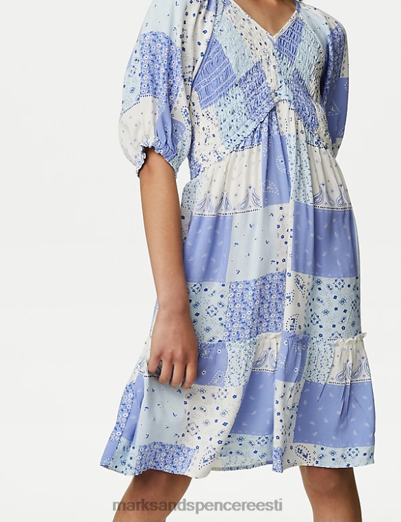 Riietus ee Marks & Spencer lapsed lapitehnikas mustriga shirred astmeline kleit sinine segu NZTRN9152