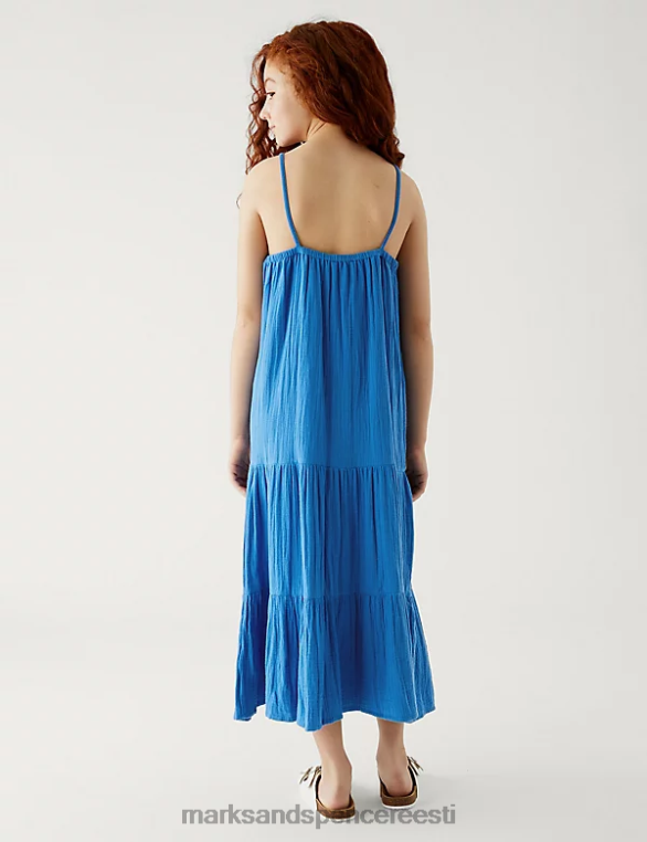 Riietus ee Marks & Spencer lapsed puhtast puuvillast astmeline maksikleit sinine NZTRN9615