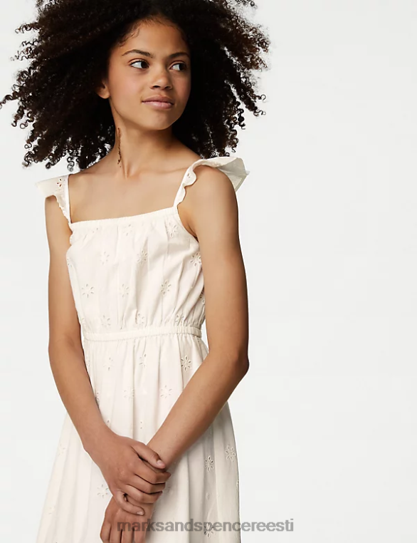 Riietus ee Marks & Spencer lapsed puhtast puuvillast broderie kleit elevandiluust NZTRN9317
